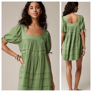 J. Crew Green Square-Neck Mini Dress